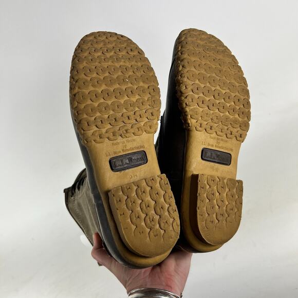 L.L Bean Maine Hunting Shoes Women's 8 Green Waterproof Leather Lace Up High Top - Picture 9 of 11